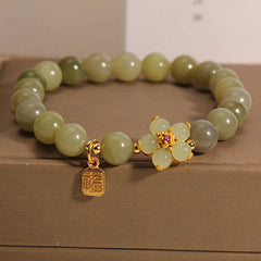 "Hoping for Peace and Blooming Joy" Green Jade Bracelet Includes Gift Message Card
