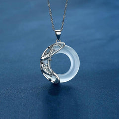 "Wishing Luck and Prosperity" White Jade Koi Fish Necklace Includes Gift Message Card