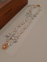 Irregular Pearl Rose Necklace | The Aethels