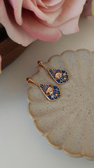 S925 Blue Drip Zirconia Earrings Celestial Vintage Elegance for Women