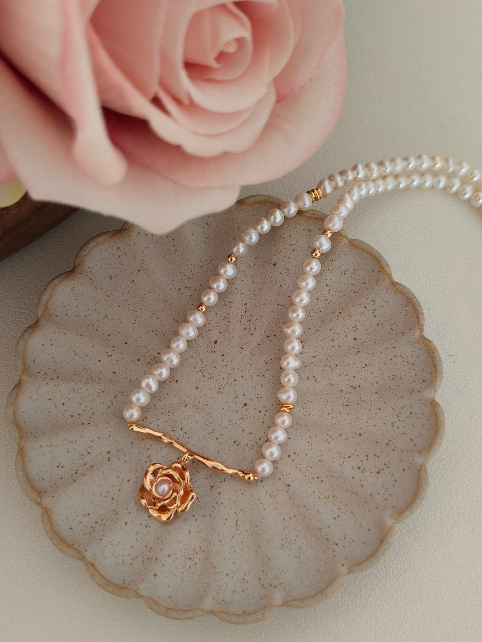 Rose Pearl Necklace | The Aethels