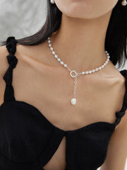 Pearl Reinvention Necklace Modern Irregular Silver Pearl Jewelry for Women