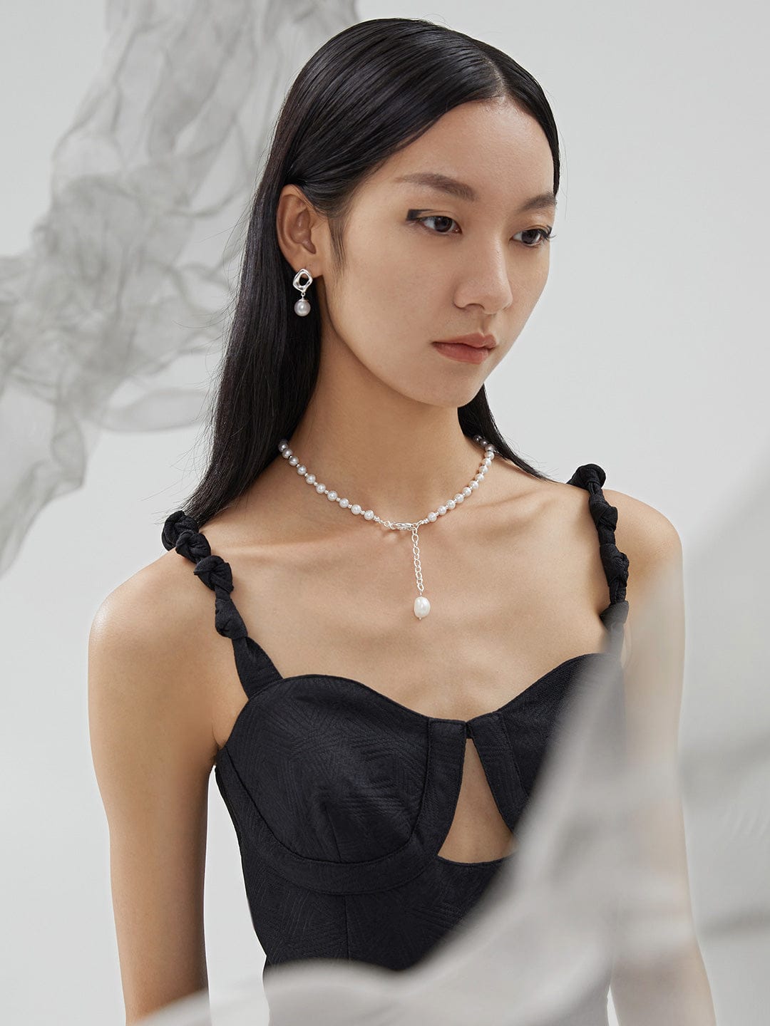 Pearl Reinvention Necklace Modern Irregular Silver Pearl Jewelry for Women