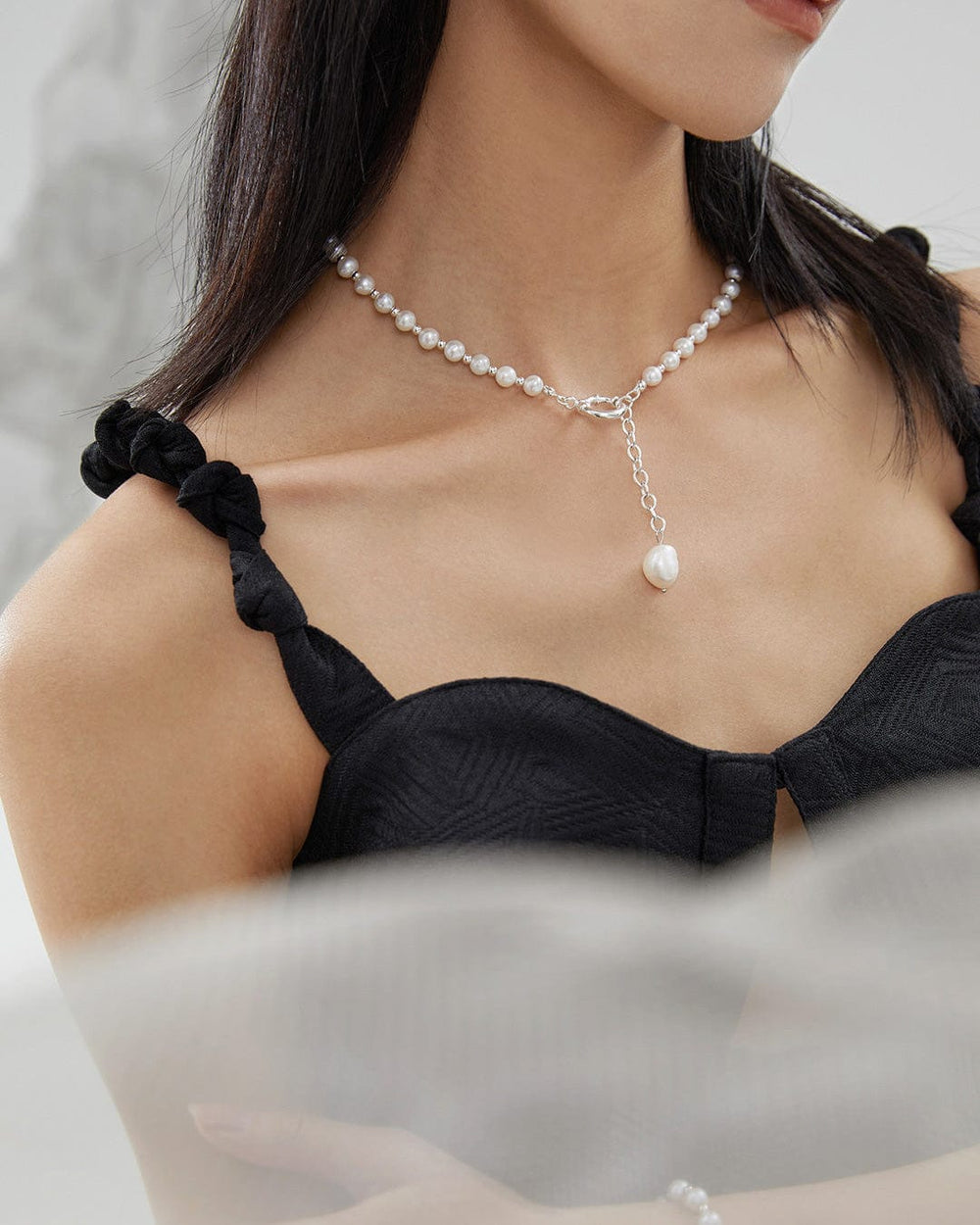 Pearl Reinvention Necklace Modern Irregular Silver Pearl Jewelry for Women