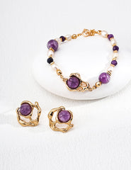 S925 Silver Vintage Amethyst Earrings Elegant Gemstone Jewelry