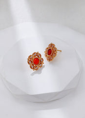 Red Agate Floral Jewelry Set Elegant Court-Style Jewelry The Aethels