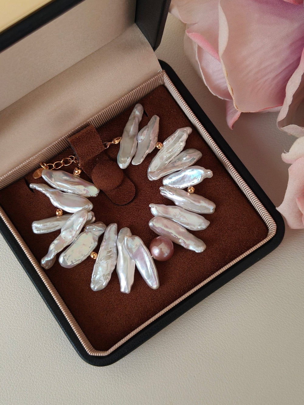 18k Gold Plated Natural Freshwater Pearl Bracelet 