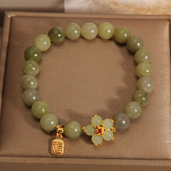 "Hoping for Peace and Blooming Joy" Green Jade Bracelet Includes Gift Message Card
