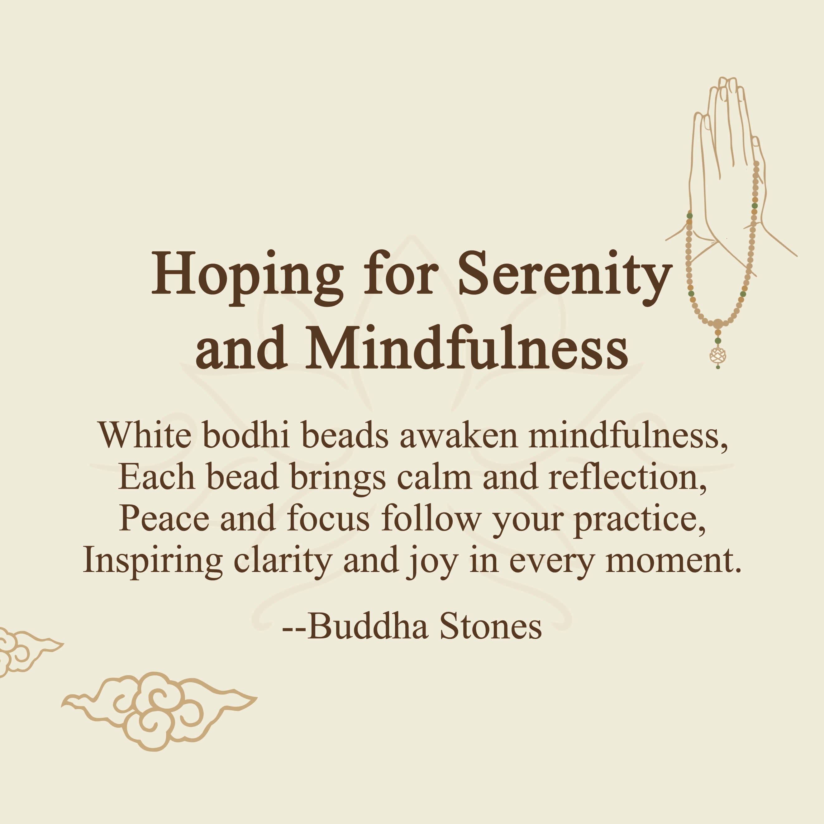 "Hoping for Serenity and Mindfulness" Bodhi Lotus Mala Includes Gift Message Card