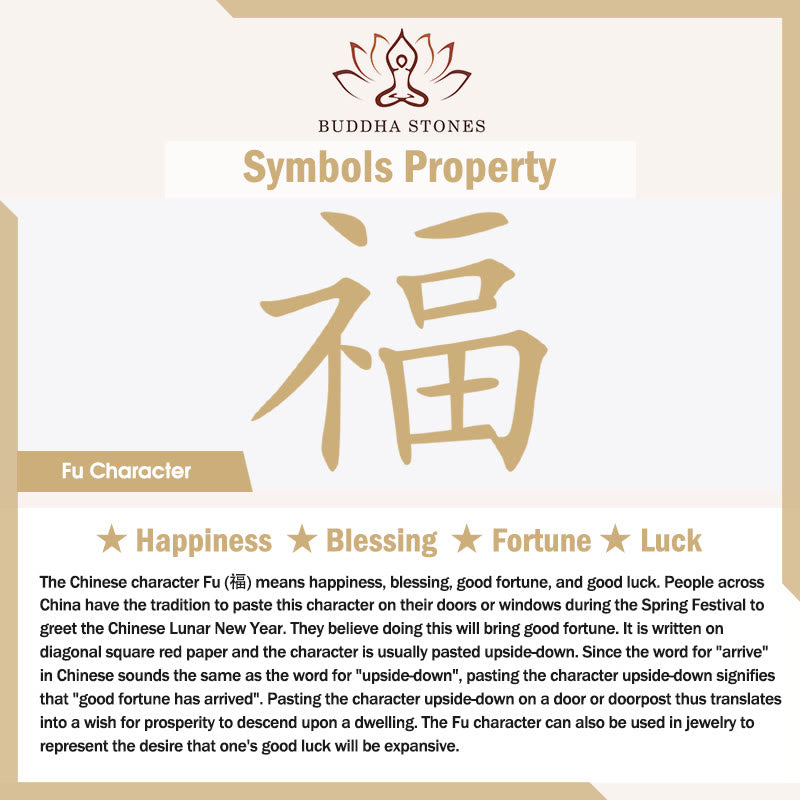 Year Of The Horse Garnet Fu Character Lucky Fortune Charm Protection Bracelet