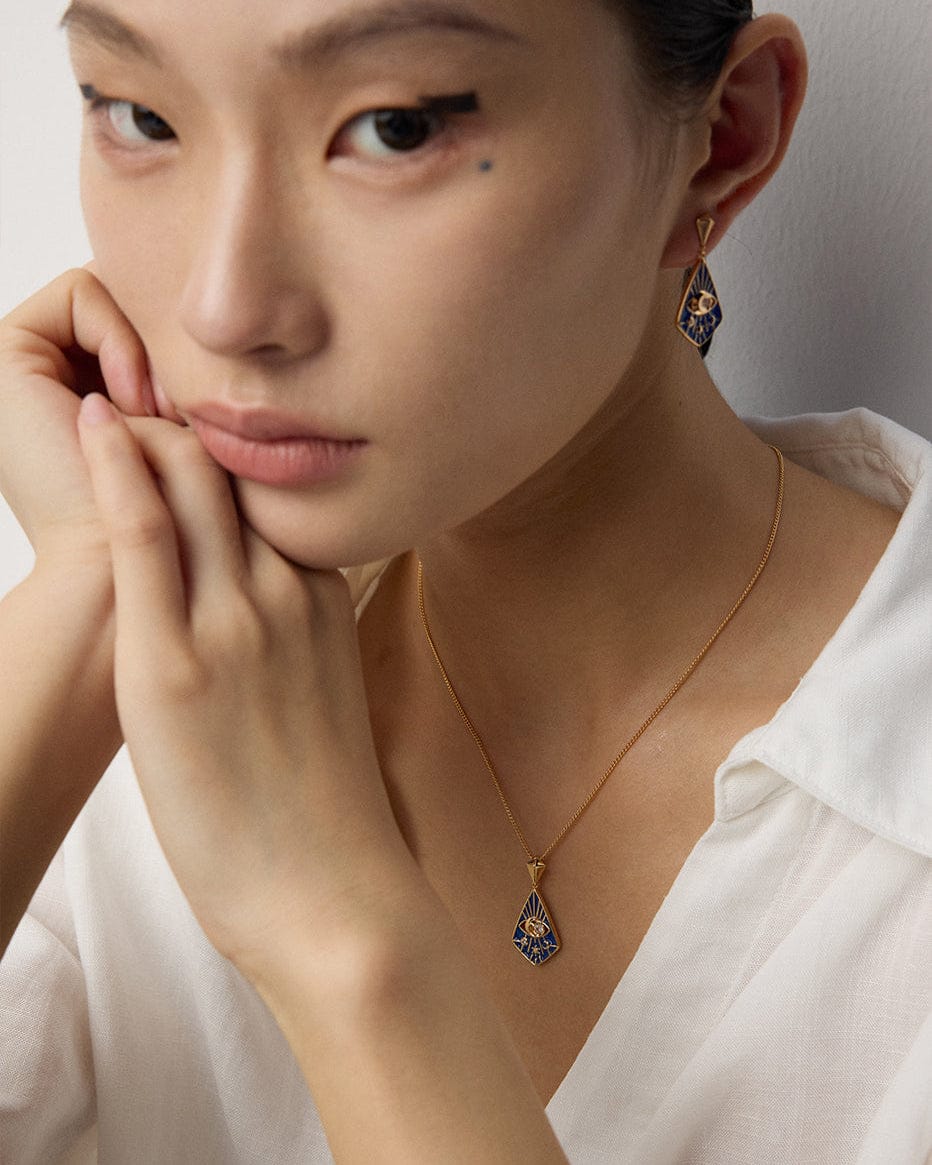 S925 Blue Drip Zirconia Earrings Celestial Vintage Elegance for Women