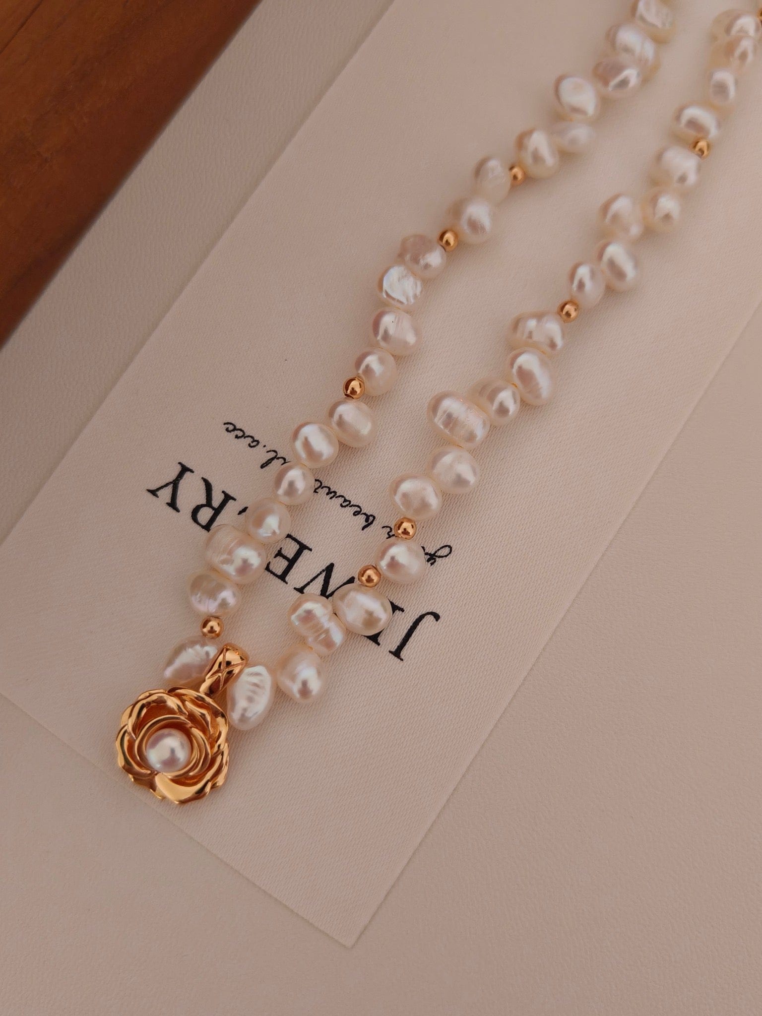 Irregular Pearl Rose Necklace | The Aethels