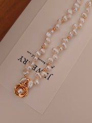 Irregular Pearl Rose Necklace | The Aethels