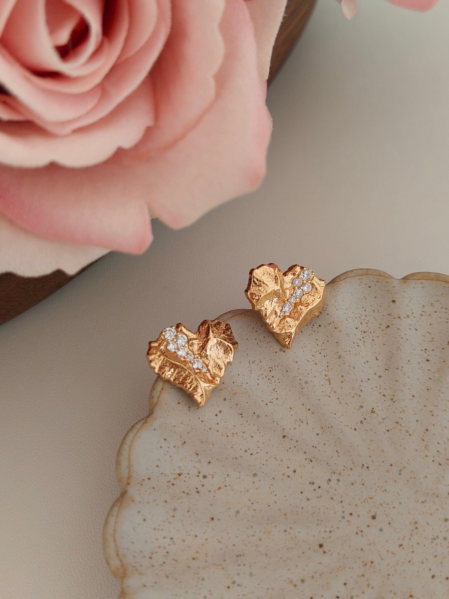 Heart Earrings & Ring Set Nature-Inspired Sparkle Jewelry for Women