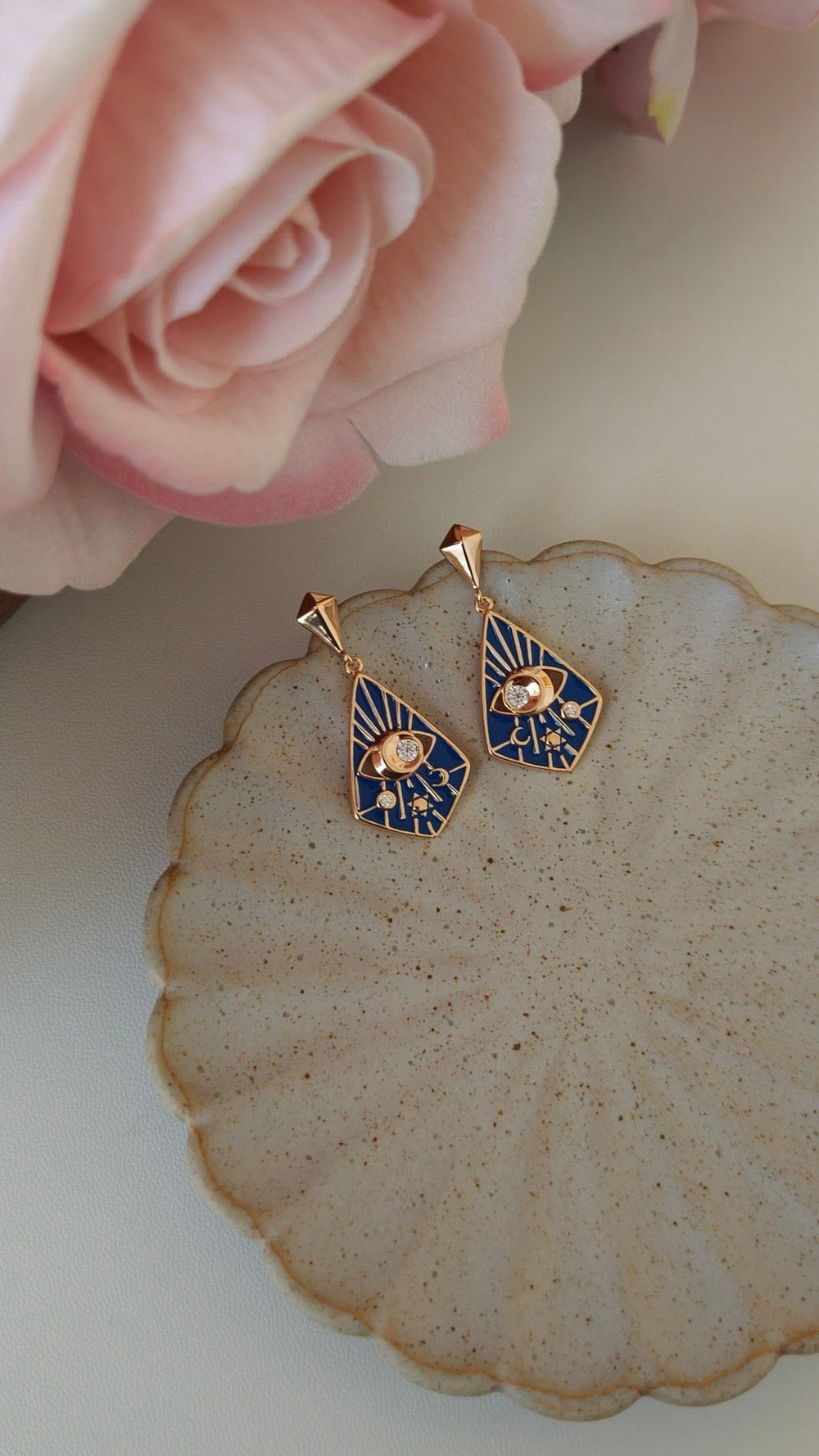S925 Blue Drip Zirconia Earrings Celestial Vintage Elegance for Women