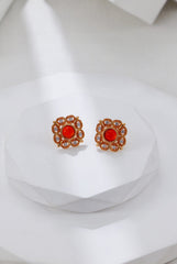 Red Agate Floral Jewelry Set Elegant Court-Style Jewelry The Aethels