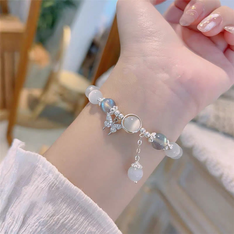 "Sending Luck and Inner Peace" Cat's Eye Butterfly Bracelet Includes Gift Message Card